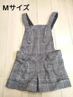 Dream Time チェック柄サロペット M ブラックホワイト ブラウン 調節