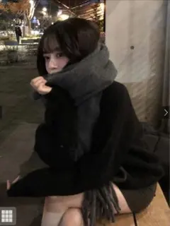 【新品未開封‼️】GRL 起毛フェイクウールフリンジボリュームマフラー チャコール