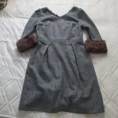 Rirandture グレー Vネック ワンピース