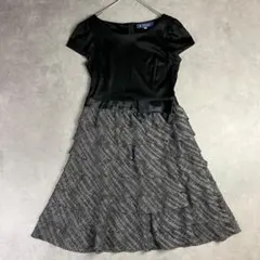 美品✨M'S GRACYエムズグレイシー半袖ワンピースティアード黒38HN226