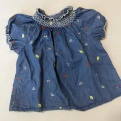 フルーツ刺繍ブラウス デニム 80サイズ女の子しまむらバースデイのサムネイル