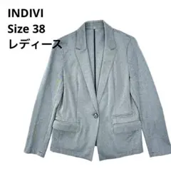 日本製 インディヴィ テーラードジャケット M 38 グレー 動きやすい素材