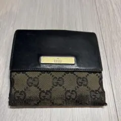 GUCCI 二つ折り財布 レザー/キャンバス