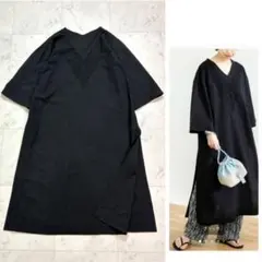 アーバンリサーチ コットンリネン 刺繍 ワンピース 黒 定価2.2万