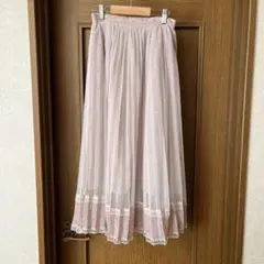 axes femme フレアスカート 花柄刺繍 ピンク