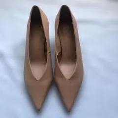 H&M ベージュ ポインテッドトゥ フラットヒールパンプス