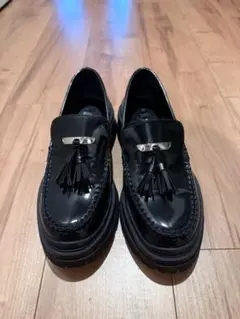 ZARA ブラック タッセル付きローファー 厚底