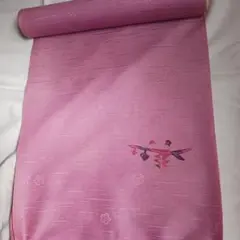 【おまとめ歓迎】おそらくウール混化繊？　羽尺反物　くすんだ桃色小紋