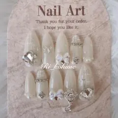 ネイルチップ現品フレンチガーリーちゅるんワンホン韓国ニュアンス白アイボリー