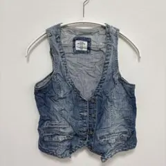L.O.G.G. デニム ノースリーブベスト EUR 164 ボタン ブルー