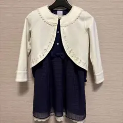 【セット売り】axes フォーマルワンピース ネイビー ボレロ ホワイト 120