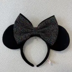 ミッキー耳カチューシャ　リボン　キラキラ