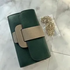 グリーン レザー ショルダーバッグ 本革