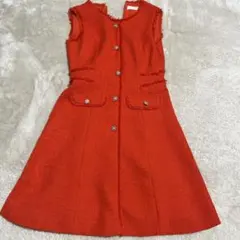 オレンジツイードノースリーブドレス