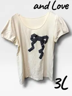 and Love 半袖 Tシャツ リボン 3L ホワイトのサムネイル