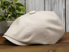 キャスケットハンチング　アイボリー　サイズ調整 男女兼用　ニュースペーパー