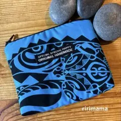 イリイリケース(ファスナータイプ)♡ブルー×ブラックホヌタパ柄