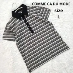 COMME CA DU MODE/コムサデモードボーダーポロシャツメンズLのサムネイル
