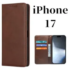 iPhone17 ケース 手帳型 スリム 高品質 カバー アイフォン ブラウン