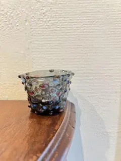 透明グレー 赤装飾 小型グラス