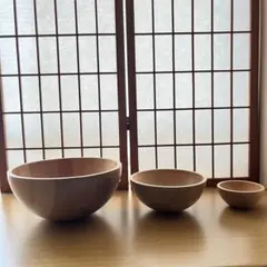 【未使用】天然木 ウッドボウル 3個セット 木製 サラダボウルのサムネイル