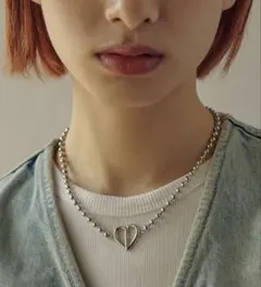 インサートトップハートネックレス　ボールチェーン　ゴールディ