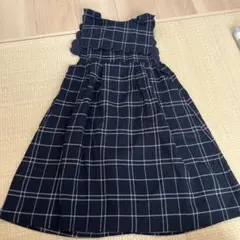 ネイビー チェック柄 ワンピース