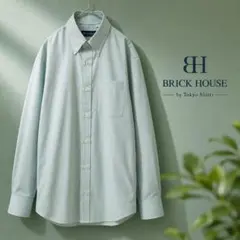 BRICK HOUSE 長袖シャツ M-84 形態安定 黄緑 ストライプのサムネイル