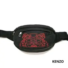 kenzo ケンゾー ボディバッグ バムバッグ ブラック ナイロン 銀ロゴ