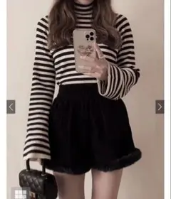 GRL　ストライプ タートルネック セーター