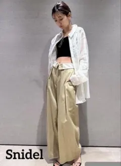 Snidel ウエストデザイン ベージュ ワイドパンツ　Mサイズ レディース