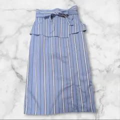 【SENSE OF PLACE】ペプラム、ベルト付ストライプタイト　CA473