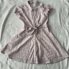 First 半袖ワンピース ピンク系 チェック150