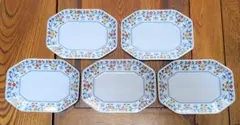 たち吉　万葉　花づくし　取り分け揃　創作陶器皿　花柄　5客　セット