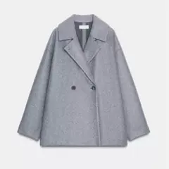 zara ソフトダブルブレストコート　グレーLサイズ