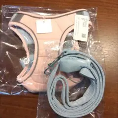 職人手作り犬服のポコポコ　抜けにくいハーネスリードセット 引っ張り防止ピンク水色