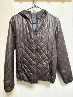 old uniqloブラウン キルティング ダウンジャケット フード付き