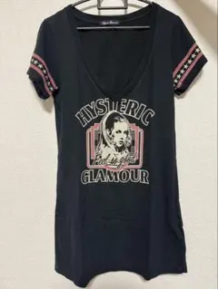 HYSTERIC GLAMOUR VネックTシャツ ブラック