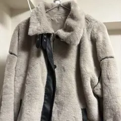 nk15 レザーパイピングファーフライトジャケット/グレイル