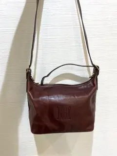 ヒロフ　HIROFU ショルダーバック　2way　レザー　シボ革ダークブラウン ヒロフ HIROFU ショルダーバッグ 2WAYシボ革 ダークブラウン 茶色