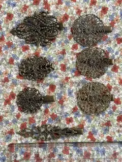 ②金属製クリップ 5種7個セット アンティークゴールド　ハンドメイドに