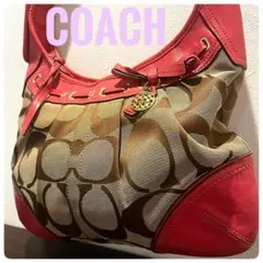 美品☆コーチ　ショルダーバッグ　シグネチャー　ピンク　12718 y2k