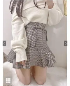 grl ベルト付き千鳥格子柄フレアミニスカート［tu457］