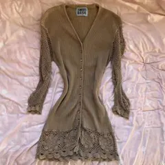 当時物 レース編みロングカーディガン 森ガールy2kフェアリーグランジ平成ギャル