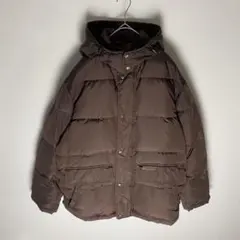 クロコダイル フード付 ダウンジャケット ブラウン 表記L 実寸XL以上