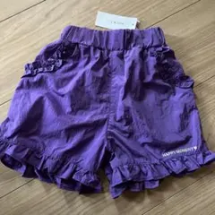 タグ付き新品　100 フリル　ショートパンツ　紫　パープル　ハート