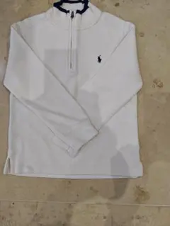 ラルフローレン　ジップアップ　綿ニット　120　白色