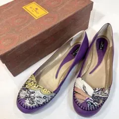 ETRO エトロ ペイズリー シルク 牛革 フラットシューズ 36 箱付のサムネイル