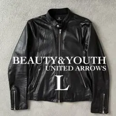 ユナイテッドアローズ・レザーライダース シングル襟もとニット・Ｌサイズ・ラム革 2025年最新】BEAUTY&YOUTH UNITED ARROWS メンズ シングル