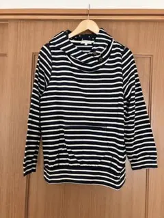 ネイビー/ホワイトストライプ 長袖トップス 3L